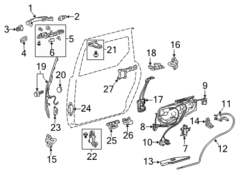 2004 Toyota Sienna Side Loading Door - Lock & Hardware Diagram