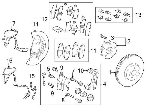 2023 Toyota Crown Speed Sensor, Front Driver Side Diagram for 89543-30310