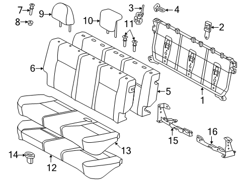 2012 Toyota Yaris Rear Seat Components Diagram