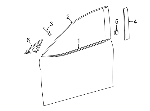 2022 Toyota Camry Exterior Trim - Front Door Diagram