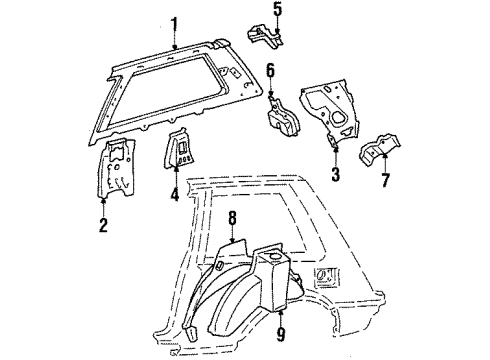 1987 Toyota Corolla Wheelhouse, Inner Driver Side Diagram for 61608-12902