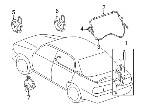 1997 Toyota Camry Antenna & Radio, Horn Diagram