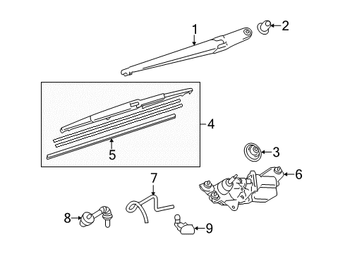 2020 Toyota Sienna Lift Gate - Wiper & Washer Components Diagram