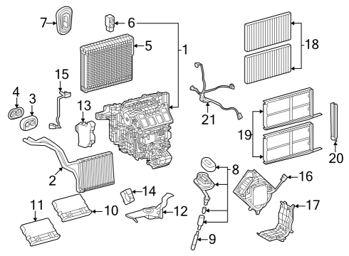 2023 Toyota bZ4X A/C Evaporator & Heater Components Diagram