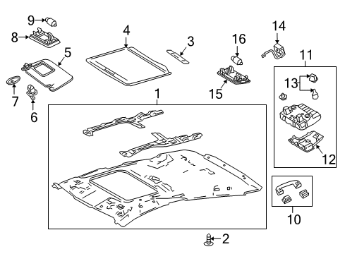 2019 Toyota Prius Map Lamp Assembly, Gray Diagram for 81208-47120-B0
