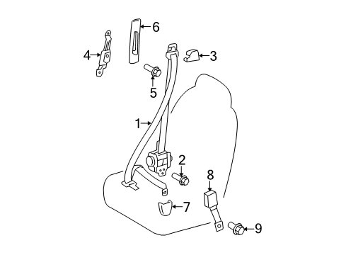 2012 Toyota Yaris Front Seat Belts Diagram