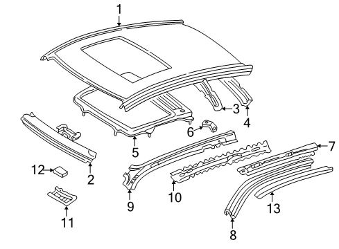 2000 Toyota Solara Roof & Components Diagram