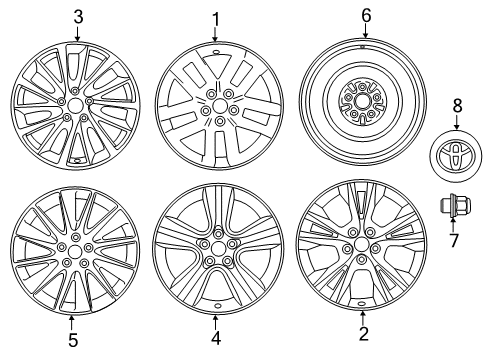 2017 Toyota Highlander Wheels, Covers & Trim Diagram