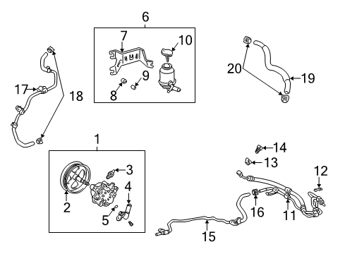 2002 Toyota Highlander P/S Pump & Hoses, Steering Gear & Linkage Diagram