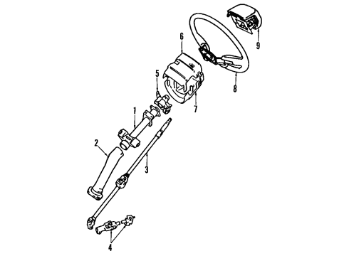 1987 Toyota Van Steering Column, Steering Wheel & Trim Diagram