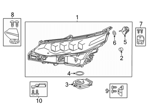 2018 Toyota Mirai Headlamp Components Diagram