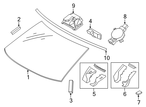 2024 Toyota GR Supra Windshield Glass, Reveal Moldings Diagram