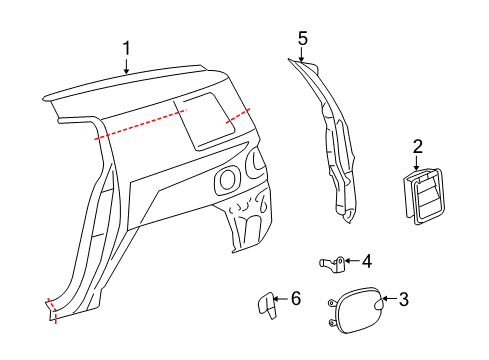 2013 Toyota FJ Cruiser Quarter Panel & Components Diagram