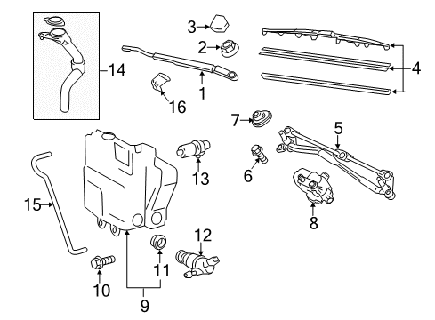 2012 Scion iQ Windshield - Wiper & Washer Components Diagram