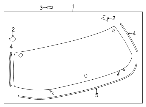 2015 Toyota RAV4 Lift Gate - Glass & Hardware Diagram