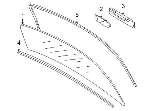 2007 Toyota Corolla Back Glass - Glass & Hardware Diagram