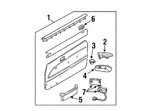 1994 Toyota Pickup Interior Trim - Door Diagram
