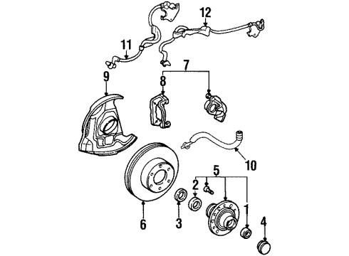 1997 Toyota T100 Grease Cap, Front Diagram for 43514-34010