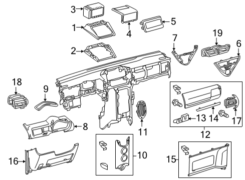 2012 Scion iQ Cluster & Switches, Instrument Panel Diagram