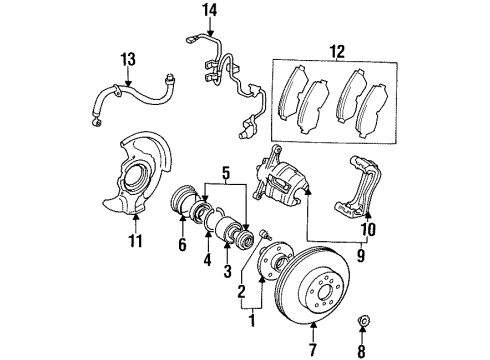 1994 Toyota Celica Front Hub Diagram for 43502-20170