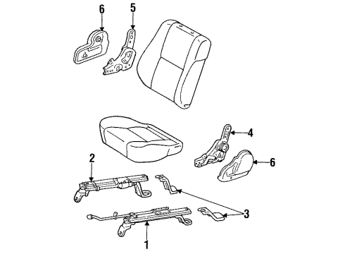 1992 Toyota Land Cruiser Manual Seat Tracks & Components Diagram