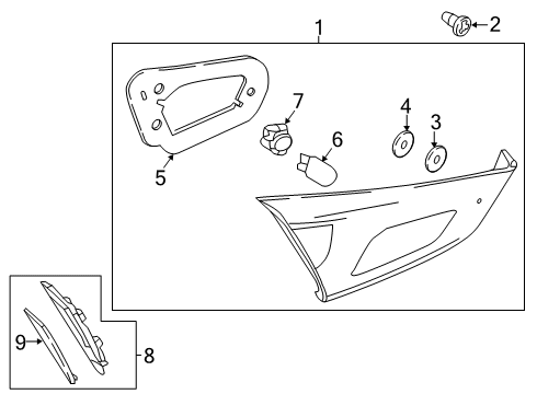 2019 Toyota Yaris Backup Lamp Assembly, Passenger Side Diagram for 81580-WB002