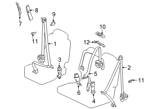 2007 Toyota Sequoia Rear Seat Belts Diagram 2 - Thumbnail