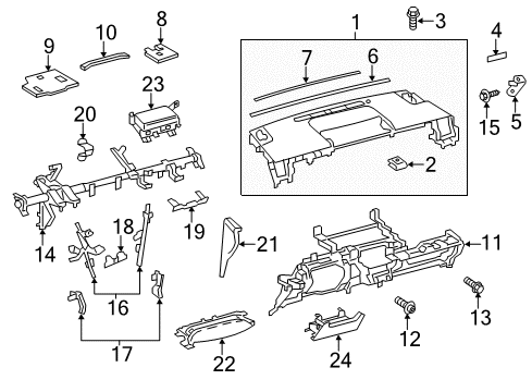 2014 Toyota Prius V Instrument Panel, Dark Gray, Lower Diagram for 55303-47060-G0