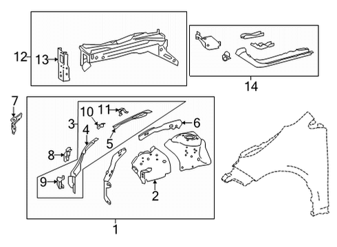 2022 Toyota Corolla Cross Structural Components & Rails Diagram