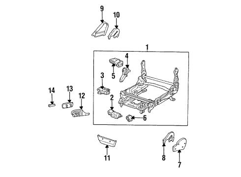 1993 Toyota Land Cruiser Power Seat Tracks & Components Diagram