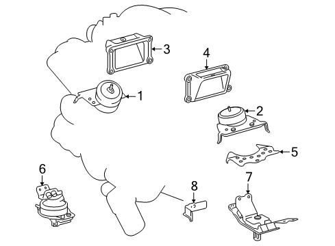 2017 Toyota Sequoia Engine & Trans Mounting Diagram