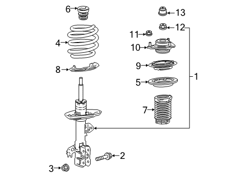 Bumper, Front Spring, Passenger Side Diagram for 48331-33080