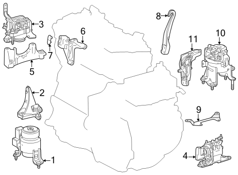 2023 Toyota Crown Engine & Trans Mounting Diagram