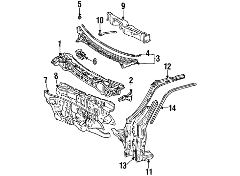 1995 Toyota Paseo Cowl Diagram