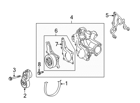 2014 Toyota Venza Water Pump, Belts & Pulleys Diagram