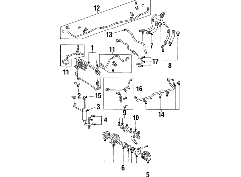 1994 Toyota MR2 A/C Condenser, Compressor & Lines Diagram