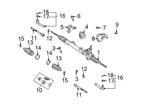 2004 Scion xA Steering Column & Wheel, Steering Gear & Linkage Diagram