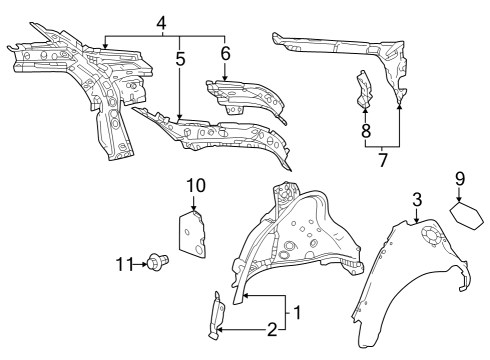 2023 Toyota Prius AWD-e Inner Structure - Quarter Panel Diagram