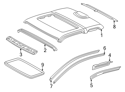 1998 Toyota Tacoma Roof & Components Diagram