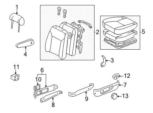 2003 Toyota Sienna Front Seat Components Diagram