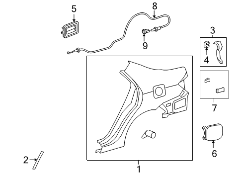 2013 Toyota Corolla Quarter Panel & Components Diagram 1 - Thumbnail