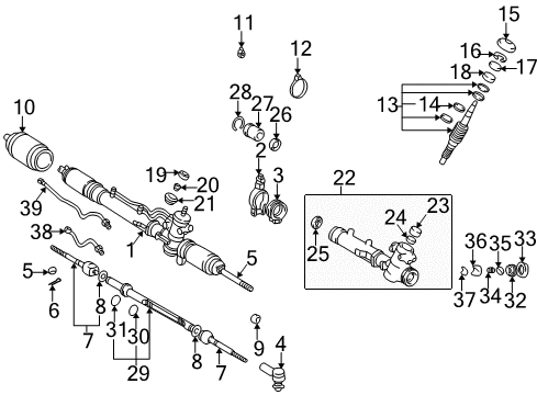 1997 Toyota RAV4 Tie Rod Boot Diagram for 45535-12100