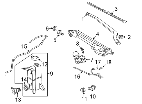 2017 Toyota Sequoia Windshield - Wiper & Washer Components Diagram