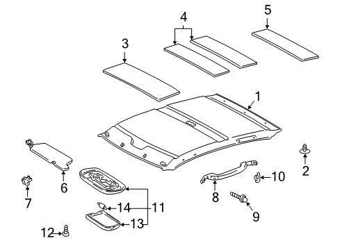 2004 Toyota Echo Interior Trim - Roof Diagram