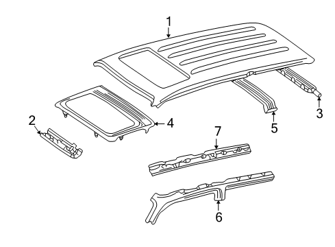 2005 Toyota Land Cruiser Roof & Components Diagram