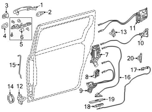 2020 Toyota Sienna Side Loading Door - Lock & Hardware Diagram