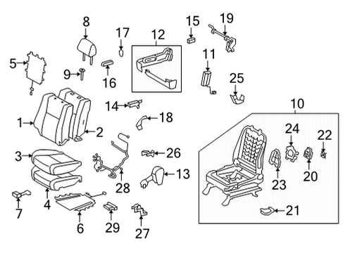 2022 Toyota Sequoia Passenger Seat Components Diagram