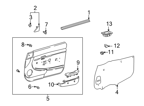 2000 Toyota Tacoma Lock Knob Holder Diagram for 69751-12030-B0