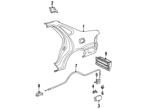 1999 Toyota Avalon Quarter Panel & Components Diagram