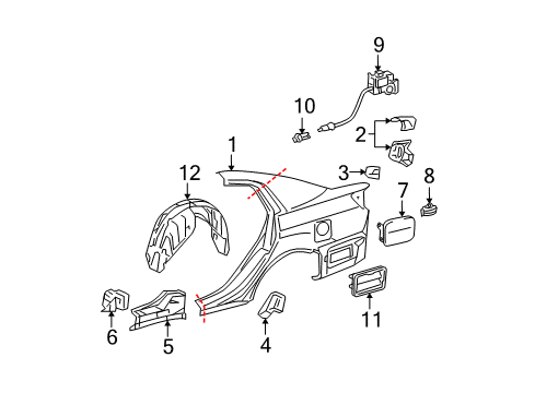 2005 Toyota Avalon Quarter Panel & Components Diagram